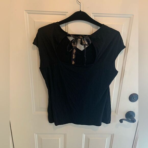 Ellie Wilde Black Top with Tie Back size 2XL - Picture 4 of 5